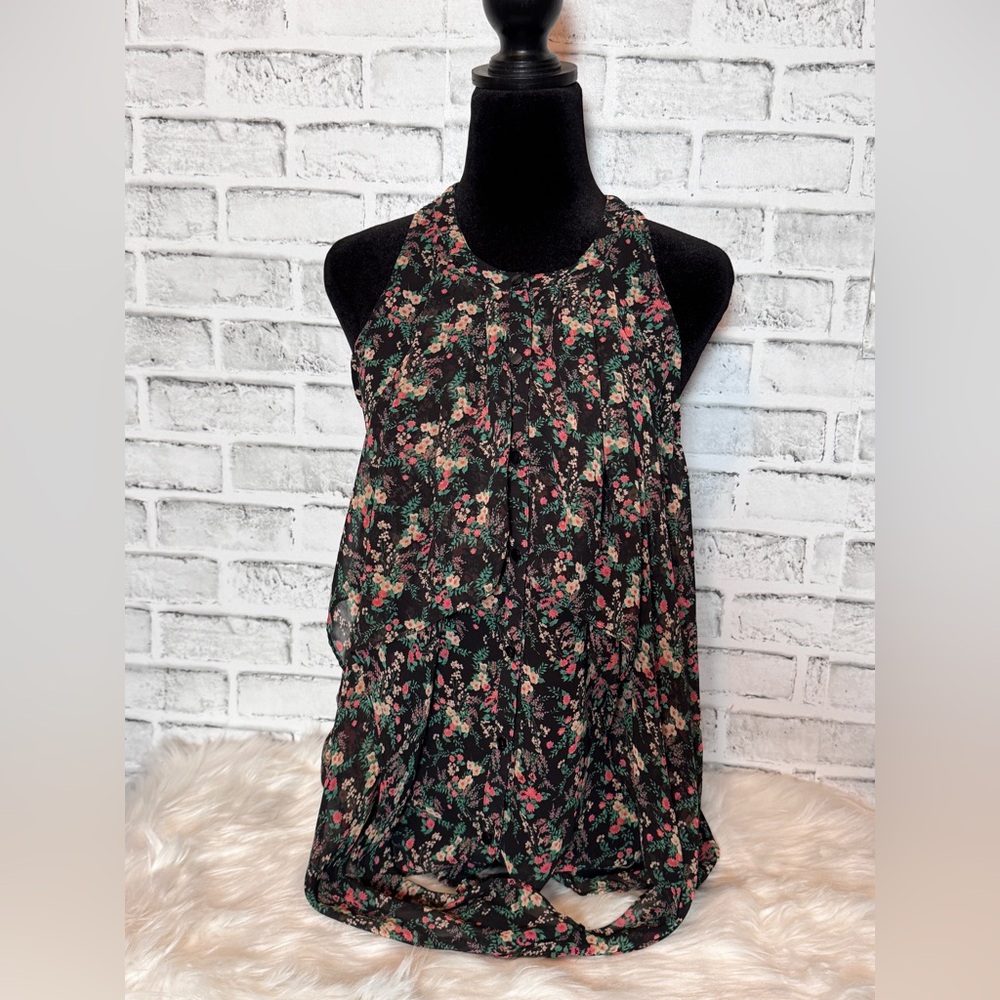 Vera wang princess Floral Black‎ Sleeveless Women's Top size M